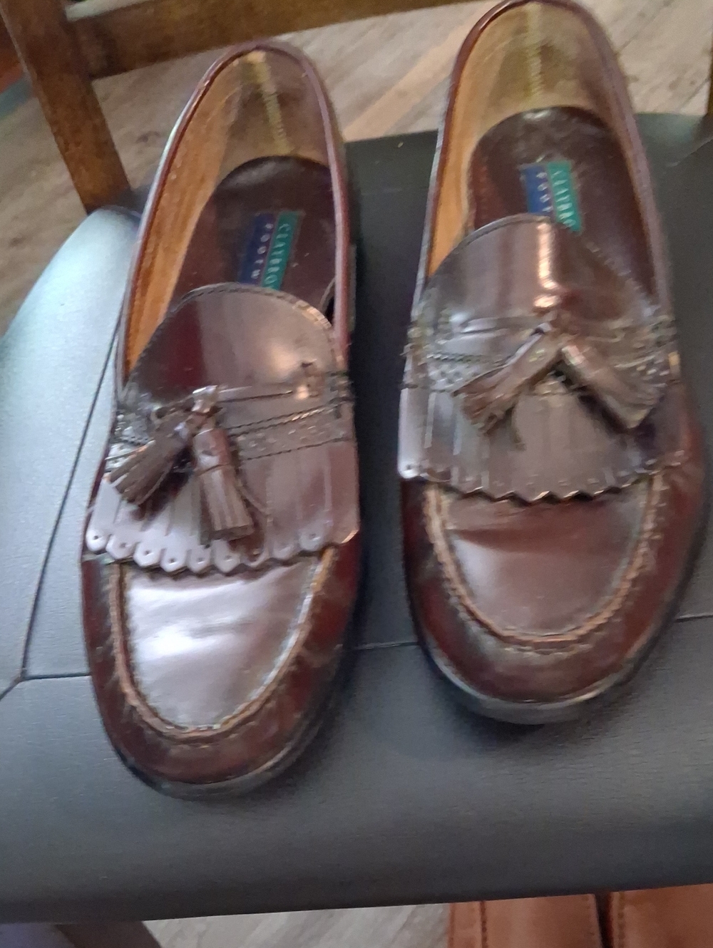 Men's Claybrooke Brown Tassel Leather Loafers, Size 12M